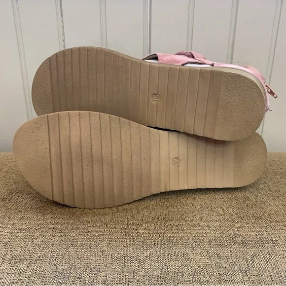 BOUTIQUE Blush Denim Sandal Zipper Back Rope Wrap Design Summer Fun Size 10 NEW - Picture 3 of 8